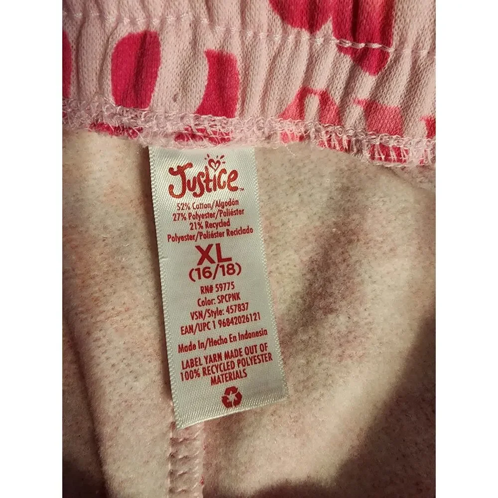 Justice Girls‎ Fleece Size XL Jogger Pant Pink NWT